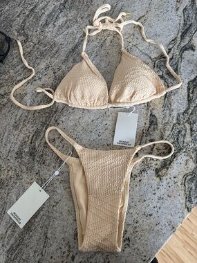 Monday Swimwear NWT Raffia Summer Plaid Bikini